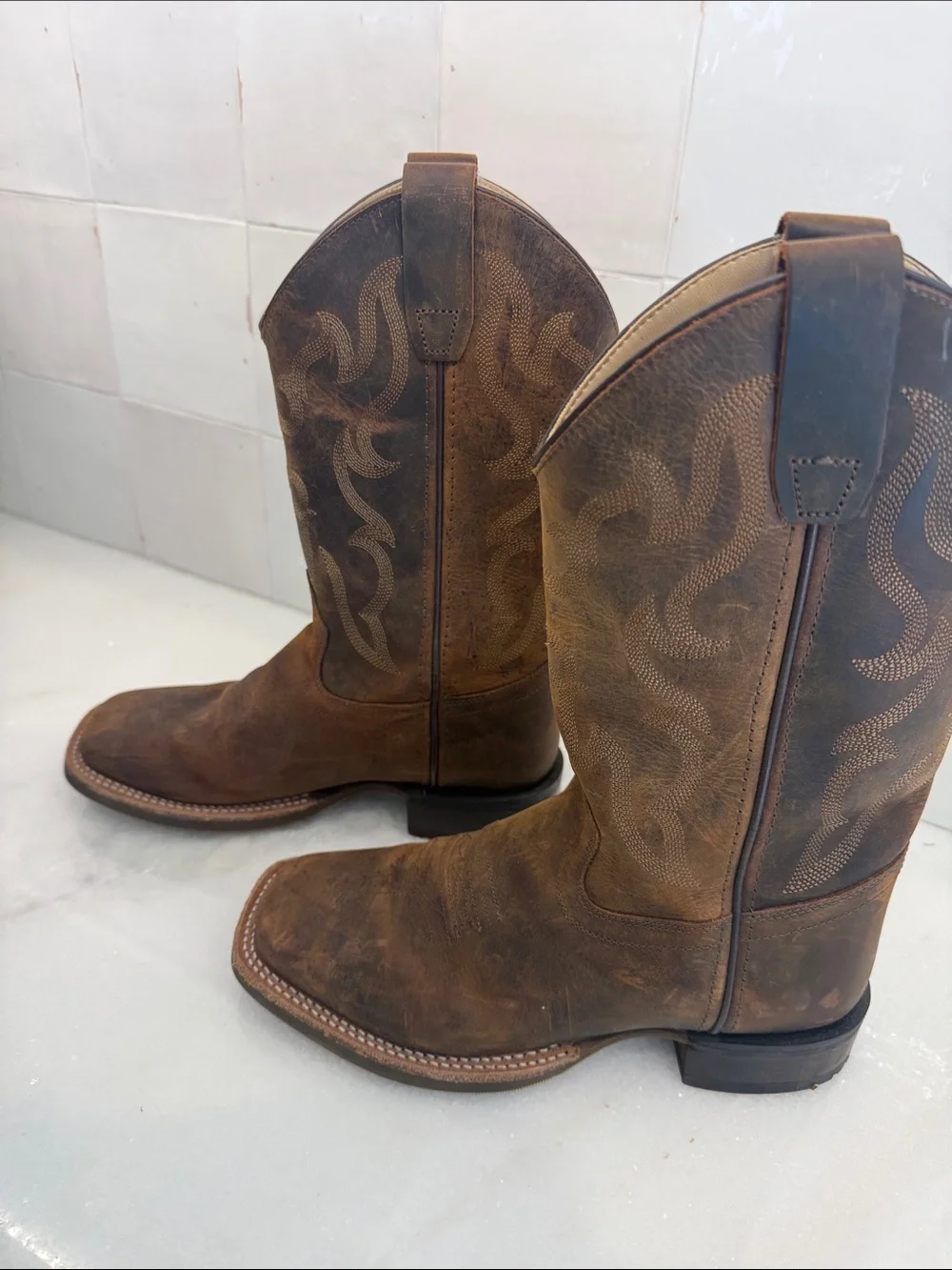 Kids Brown Western Pull-On Cowboy Boots